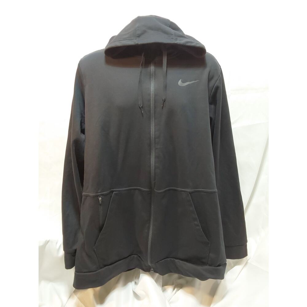 Nike XXL Tall Black DRI-FIT Fleece Standard Fit Full Zip Hooded Jacket #M157